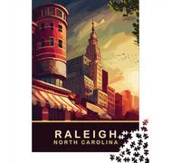 1000 Piece Jigsaw Puzzle for Adults, Raleigh, North Carolina Cityscape | For a festive gift with screen-free appeal: Adult jigsaw puzzle with 1000 pieces offers a classic activity for Christmas.
