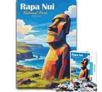 1000 Piece Jigsaw Puzzle for Adults, Rapa Nui National Park Chile Art | For a useful gift beyond Christmas Day: Adult jigsaw puzzle with 1000 pieces creates puzzle time on colder days.