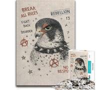 1000 Piece Jigsaw Puzzle for Adults, Rebellious Falcon with Punk Collar | A gift idea for puzzle lovers for festive downtime for calm winter leisure.