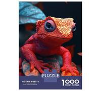 1000 Piece Jigsaw Puzzle for Adults Red Lizard Portrait on Leaves Puzzles for Adults Toy Wall Decor Presents for Women Difficult And Challenge 38x26cm/1000pcs