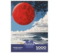 1000 Piece Jigsaw Puzzle for Adults Red Moon Over Ocean Teenager Puzzles Toy Wall Decor Presents for Women Unique Gifts for Birthday And Christmas 52x38cm/1000pcs