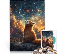 1000 Piece Jigsaw Puzzle for Adults Red Panda And Starry Sky Cosmic Lernspiele Die Liebe zwischen Paaren stärken52x38cm