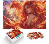 1000 Piece Jigsaw Puzzle for Adults, Red Phoenix Woman Fantasy Castle | For the Christmas break, this adult jigsaw puzzle with 1000 pieces offers a classic activity for Christmas.