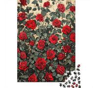 1000 Piece Jigsaw Puzzle for Adults Red Rose Wallpaper Pattern Jigsaw for Adults Hands-on Game Improve Memory Birthday And Unique Gifts 70x50cm/1000pcs