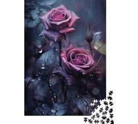 1000 Piece Jigsaw Puzzle for Adults, Red Roses In The Rain, 52x38cm/1000pcs, Shared Puzzle Activity, Quiet Home Time And Weekend Downtime