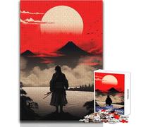 1000 Piece Jigsaw Puzzle for Adults Red Sky for The Samurai Educational Family Game Presents for Women Secret Santa Gifts Size 50x75cm