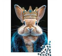 1000 Piece Jigsaw Puzzle for Adults, Regal Rabbit Wearing a Crown