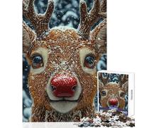 1000 Piece Jigsaw Puzzle for Adults Reindeer in Snow Christmast Relaxing Games Birthday Present Educational Toy Birthday Present, Gifts, (38x52cm)