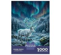 1000 Piece Jigsaw Puzzle for Adults Reindeer Under Aurora Borealis Puzzles for Adults Toy Wall Decor Presents for Women Difficult And Challenge 38x26cm/1000pcs