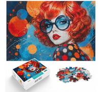 1000 Piece Jigsaw Puzzle for Adults, Retro Girl with Glasses Portrait | For winter weekends and Christmas breaks: Adult jigsaw puzzle with 1000 pieces offers for the Christmas break.