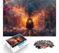 1000 piece jigsaw puzzle for adults Retro Locomotive Train Made of wood Suitable for ages 14 and up Home Decor As a gift for the whole family and friends。size：50x75cm/19.68x29.52inch