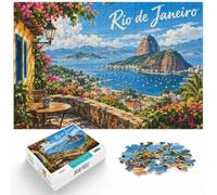 1000 Piece Jigsaw Puzzle for Adults, Rio de Janeiro, Brazil Travel Poster | For puzzle lovers in winter: Adult jigsaw puzzle with 1000 pieces works well for shared time during the holidays.