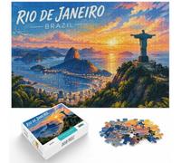 1000 Piece Jigsaw Puzzle for Adults, Rio de Janeiro Cityscape at Night | For a calm Advent activity: Adult jigsaw puzzle with 1000 pieces suits quiet moments between celebrations.
