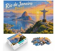 1000 Piece Jigsaw Puzzle for Adults, Rio de Janeiro Cityscape at Sunset | For piece-by-piece progress: Adult jigsaw puzzle with 1000 pieces offers a rewarding way to unwind at home.