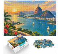 1000 Piece Jigsaw Puzzle for Adults, Rio de Janeiro Landscape Illustration | For the festive season: Adult jigsaw puzzle with 1000 pieces works well for shared time during the holidays.