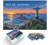 1000 Piece Jigsaw Puzzle for Adults, Rio de Janeiro Skyline at Night | For a puzzle gift at Christmas: Adult jigsaw puzzle with 1000 pieces; for family downtime during the festive period.