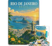 1000 Piece Jigsaw Puzzle for Adults, Rio de Janeiro Vintage Poster | For an absorbing break from screens, this adult jigsaw puzzle with 1000 pieces fits quiet evenings and weekends.