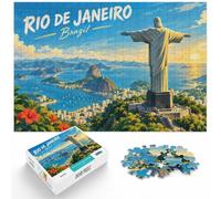 1000 Piece Jigsaw Puzzle for Adults, Rio de Janeiro Vintage Travel Poster | For winter weekends, this adult jigsaw puzzle with 1000 pieces fits relaxed evenings through December.