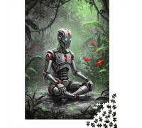 1000 Piece Jigsaw Puzzle for Adults, Robot in Meditation in the Jungle | For puzzle fans who enjoy a challenge: Adult jigsaw puzzle with 1000 pieces turns free time into a focused activity.