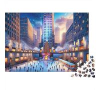 1000-Piece Jigsaw Puzzle for Adults, Rockefeller Center Christmas Tree, 52x38cm/1000pcs; Low-dust White Pieces for Sorting; A Calm After-work Activity