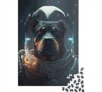 1000 Piece Jigsaw Puzzle for Adults Rottweiler Astronaut Puzzles 1000 Pieces Wooden Board Jigsaw- Relax Puzzles Games-Brain Teaser Puzzle 1000pcs (75x50cm)