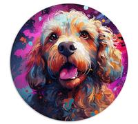 1000 Piece Jigsaw Puzzle for Adults, Round Cockapoo Puzzle, for Ages 12 and Up, Cardboard Puzzle, Educational Game for Adults and Children. Size: 67.5 x 67.5 cm