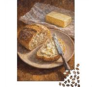 1000 Piece Jigsaw Puzzle for Adults, Rustic Sourdough Bread And Butter Still Life, 38x26cm/1000pcs, Indoor Family Activity, Time Around The Table And Time Together