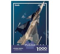 1000 Piece Jigsaw Puzzle for Adults, Saab JAS 39 Gripen Artwork, Creative Leisure Activity, Festive Season Fun, Premium Thick Cardboard, 38x26cm/1000pcs