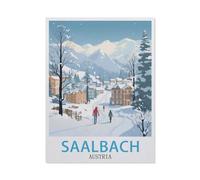 1000 Piece Jigsaw Puzzle for Adults，Saalbach Austria vintage travel poster，paper Puzzle - for Adults Teens Educational Toys Gifts（50x70cm）-AX38