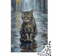 1000 Piece Jigsaw Puzzle for Adults, Sad Cat in The Rain, 70x50cm/1000pcs, Idea, Screen-Free Activity And Quiet Winter Weekends
