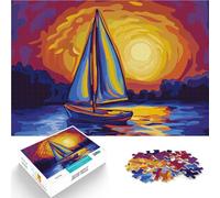 1000 Piece Jigsaw Puzzle for Adults Sailboat Before Night Herausfordernd Schwierig Wunschliste mit dem Weihnachtsmann38x26cm