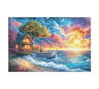 1000 Piece Jigsaw Puzzle for Adults Sailboat Ocean Sunset 1000 PCS 75x50cm Intermediate Level Puzzle Great for Skill Improvement Logical Reasoning Training Brain Exercise