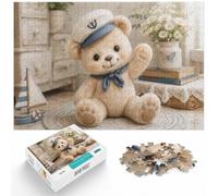 1000 Piece Jigsaw Puzzle for Adults, Sailor Bear Nursery Nautical | Adult jigsaw puzzle with 1000 pieces; suits patient puzzle fans; for adults who enjoy detailed picture puzzles.