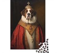 1000-Piece Jigsaw Puzzle for Adults, Saint Bernard The Pope, 52x38cm/1000pcs; Relaxed Solo Time at Home; Clean White Card Pieces for Sorting