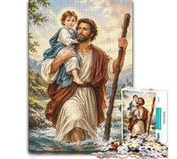 1000 Piece Jigsaw Puzzle for Adults, Saint Christopher River Crossing | Adult jigsaw puzzle with 1000 pieces; offers a calm pastime at home; for a satisfying activity at home.