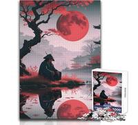 1000 Piece Jigsaw Puzzle for Adults Samurai Under The Red Moon Perfect for Calm Leisure Hours High Grade Precise Cut Play Toy Size 38x26cm