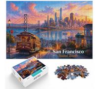 1000 Piece Jigsaw Puzzle for Adults, San Francisco Skyline at Sunset | For relaxed days after Christmas: Adult jigsaw puzzle with 1000 pieces suits quiet moments between celebrations.