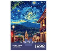 1000 Piece Jigsaw Puzzle for Adults, San Jose Costa Rica Nightscape Art Artwork, Mindfulness Activity, Perfect, Premium Thick Cardboard, 52x38cm/1000pcs