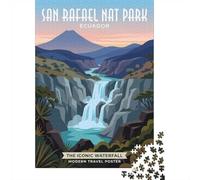1000 Piece Jigsaw Puzzle for Adults, San Rafael Waterfall Travel Poster