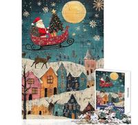 1000 Piece Jigsaw Puzzle for Adults Santa's Christmas Eve Flight Fun Interactive Family Experience Wonderful Holiday Giftsing Choice (50x75cm)