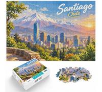 1000 Piece Jigsaw Puzzle for Adults, Santiago Chile Cityscape Illustration | For calm afternoons, this adult jigsaw puzzle with 1000 pieces offers a classic activity for adults.