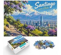 1000 Piece Jigsaw Puzzle for Adults, Santiago Chile Cityscape Illustration | For the festive season, this adult jigsaw puzzle with 1000 pieces offers for the Christmas break.