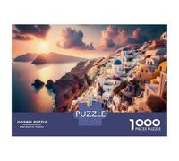 1000 Piece Jigsaw Puzzle for Adults Santorini Island Greece-1 Puzzles for Adults Fun Games Precision Cutting Difficult And Challenge 38x26cm/1000pcs