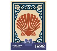 1000 Piece Jigsaw Puzzle for Adults, Scallop Shell Decorative Frame Artwork, Relaxing Puzzle Experience, Gift for Adults, Premium Puzzle Pieces, 38x26cm/1000pcs