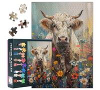 1000 Piece Jigsaw Puzzle for Adults Scottish Highland Cow Pastel Fine Art Countryside Landscape Animal Lovers Puzzle Calming Nature Scene Premium Artwork 27.5x19.7 Inches