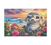 1000 Piece Jigsaw Puzzle for Adults Seal Ocean Rock 75x50cm Precision Cut Tight Fit No Burrs Perfect for Family Bonding Parent-14+ Interactive Game Holiday Indoor