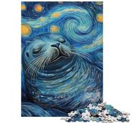 1000 Piece Jigsaw Puzzle for Adults Seal Serenity Under Starry Skies Practical Game For Family Fun Home Decoration Toys for Birthday, Chrismas Size 38x26cm