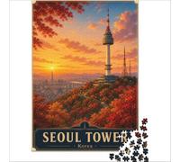 1000 Piece Jigsaw Puzzle for Adults Seoul Tower Autumn Staycation Kill Time for Educational Game Gifts Ideas 75x50cm