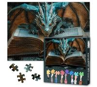 1000 Piece Jigsaw Puzzle for Adults Serene Scene of a Dragon Puzzle an Ancient Book Jigsaw Puzzles Mythical Creature Puzzles Family Activity Game Gift for Family Friends 50.5x70.5cm