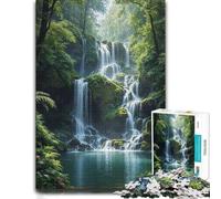 1000 Piece Jigsaw Puzzle for Adults, Serene Waterfall in Lush Forest | Enjoy a adult puzzle challenge on Sunday afternoons for screen-free time.
